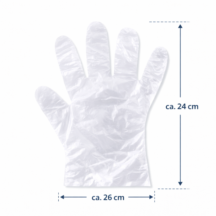 PE Einmalhandschuhe transparent puderfrei - Folienhandschuhe aus Polyethylen, lebensmittelecht, latexfrei - 100 Stück
