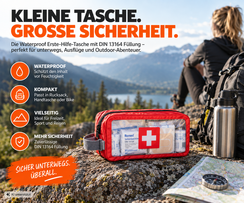 KFZ Erste-Hilfe-Tasche Waterproof mit DIN 13164 Füllung für PKW