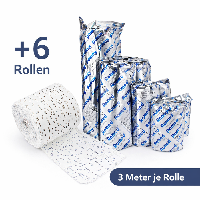 Gipsbinden von Romed 6 Rollen x 3 m - Hochwertige Gipsbinden für Fixierungen, versch. Größen