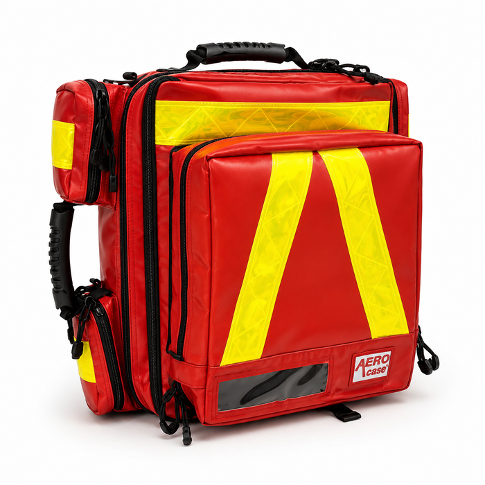 AEROcase AED-Notfallrucksack Größe M - unbefüllt - rot mit Reflektoren