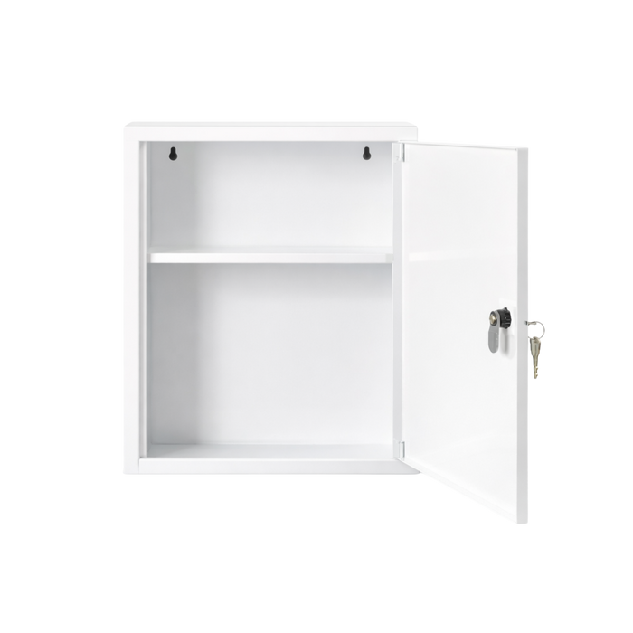 Verbandschrank A mit DIN 13157 Füllung - Metall - 2 Fächer - abschließbar - weiß - 37x30x14 cm