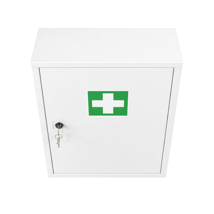 Verbandschrank B (leer) - Metall - 3 Fächer - abschließbar - Weiß - für DIN 13157 Füllung - 46x30x14 cm