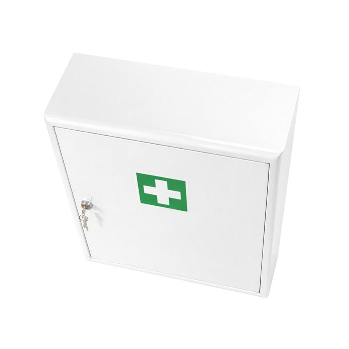 Verbandschrank C – Metall - weiß – leer – für DIN 13169 & 13157 Füllungen - 5 Fächer - abschließbar - 48,5x40x20 cm