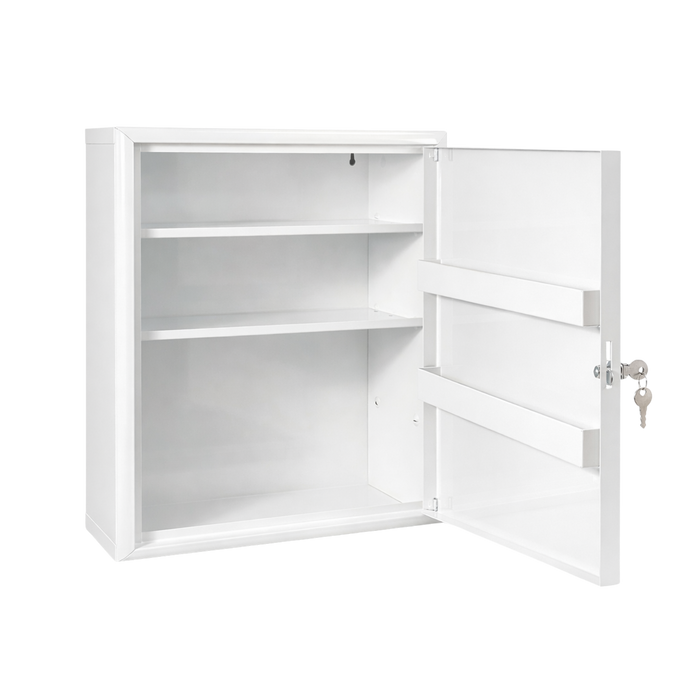 Verbandschrank C – Metall - weiß – leer – für DIN 13169 & 13157 Füllungen - 5 Fächer - abschließbar - 48,5x40x20 cm