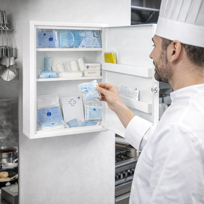 Verbandschrank C - Metall mit DIN 13169 Füllung (167-teilig) – groß & flexibel - 48,5x40x20 cm