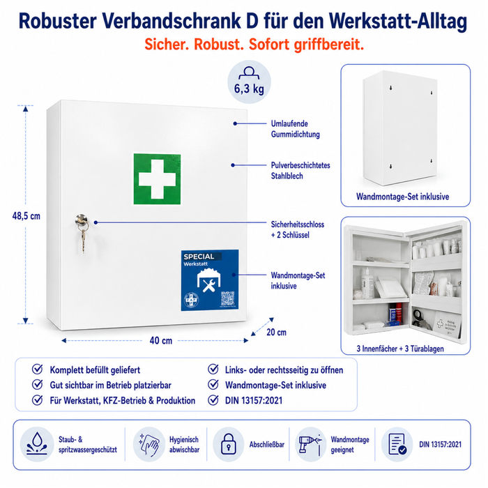 Erste-Hilfe-Schrank Werkstatt DIN 13157 - eintürig