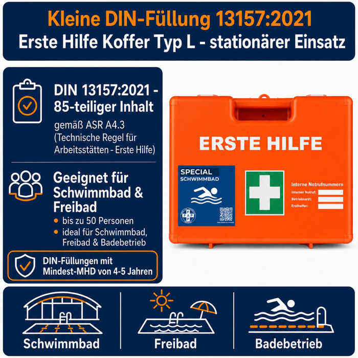 Erste-Hilfe-Koffer Schwimmbad DIN 13157 - orange