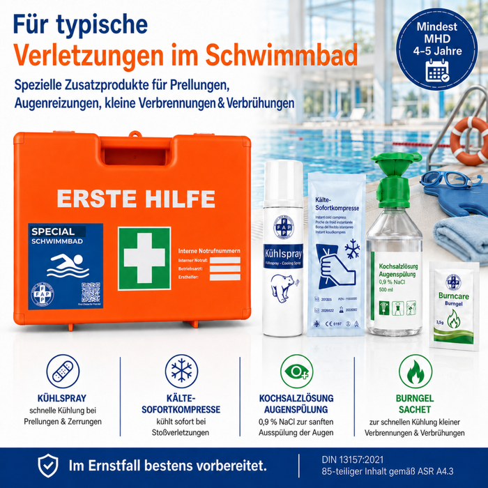Erste-Hilfe-Koffer Schwimmbad DIN 13157 - orange