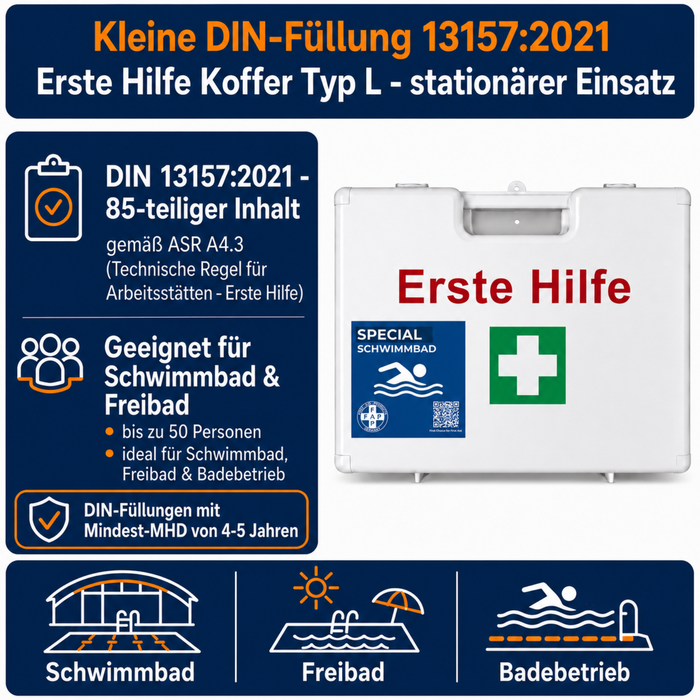 Erste-Hilfe-Koffer Schwimmbad DIN 13157 - weiß