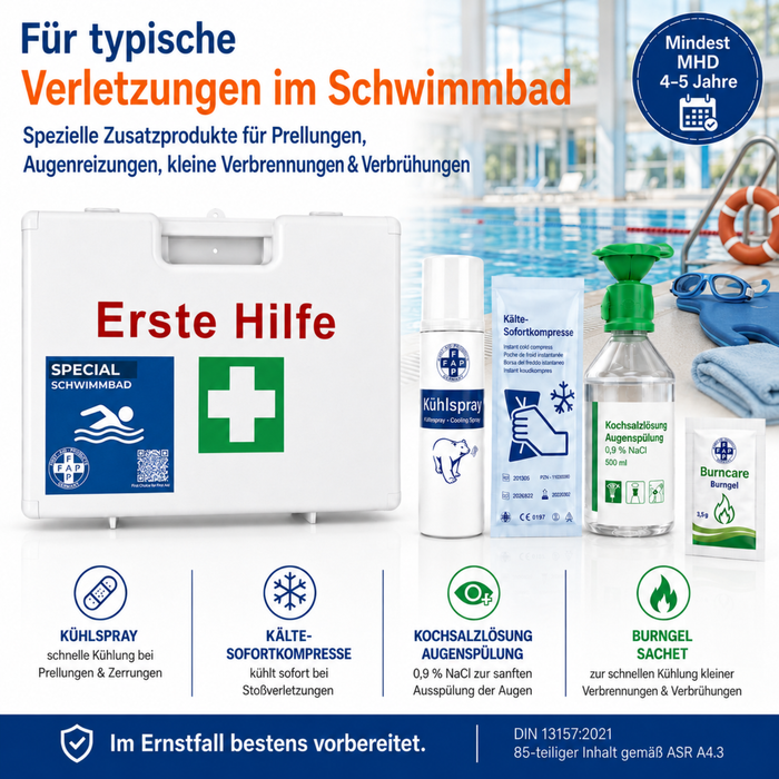 Erste-Hilfe-Koffer Schwimmbad DIN 13157 - weiß