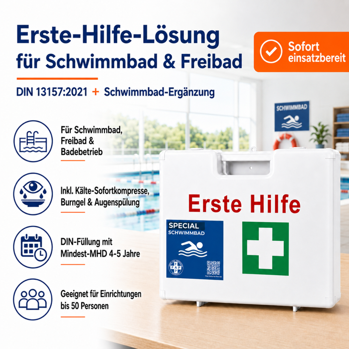 Erste-Hilfe-Koffer Schwimmbad DIN 13157 - weiß