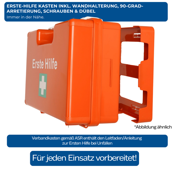 Erste-Hilfe-Koffer LARGE inkl. DIN 131569 Füllung - weiß - mit Halterung - First Aid Products - Halterung und Schrauben
