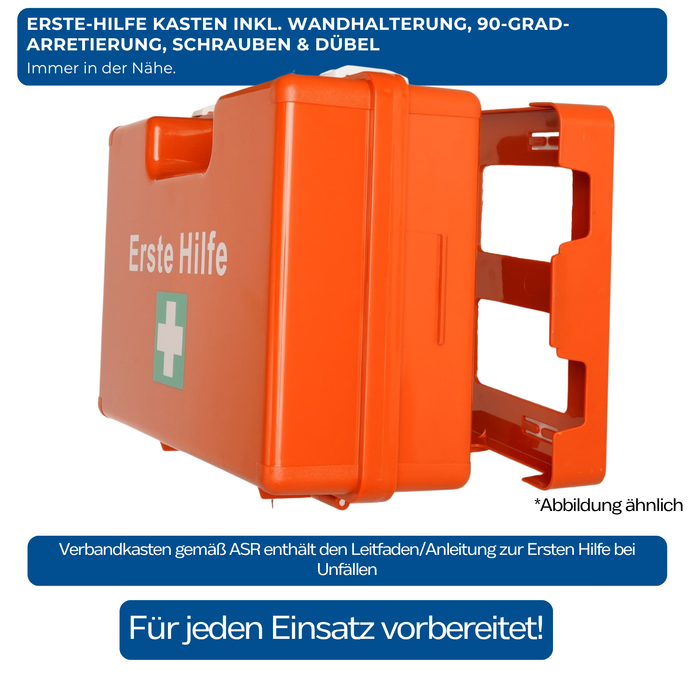 Erste-Hilfe-Koffer DIN 13157:2021 Weiß – MEDIUM mit Wandhalterung - inkl. kleine DIN-Füllung