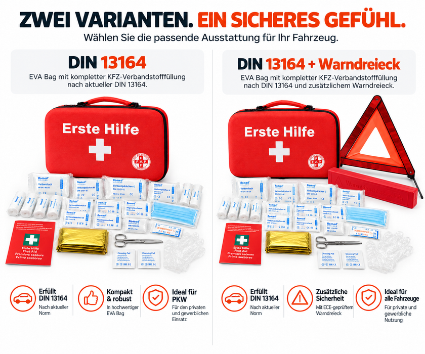 KFZ Erste-Hilfe EVA Bag mit DIN 13164 - Auto Verbandset