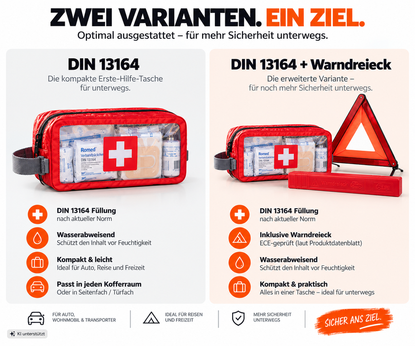 KFZ Erste-Hilfe-Tasche Waterproof mit DIN 13164 Füllung für PKW