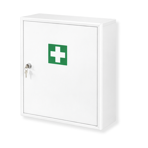Verbandschrank C - Metall mit DIN 13157 Füllung (85-teilig) – 5 Fächer - abschließbar - 48,5x40x20 cm
