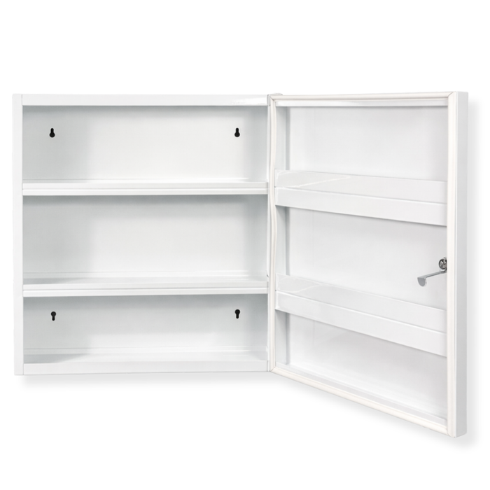 Verbandschrank D (leer) - Metall, staubgeschützt mit Dichtung - abschließbar - Weiß - 48,5 × 40 × 20 cm