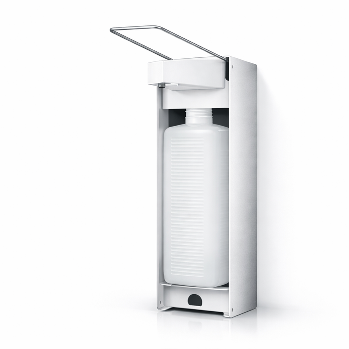Hygiene-Wandspender Aluminium mit Langarmhebel – inkl. Leerflasche 1000 ml