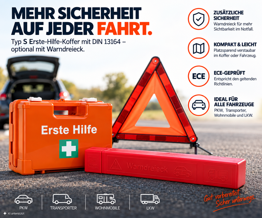 KFZ Erste-Hilfe-Koffer Typ S mit DIN 13164 für PKW oder LKW
