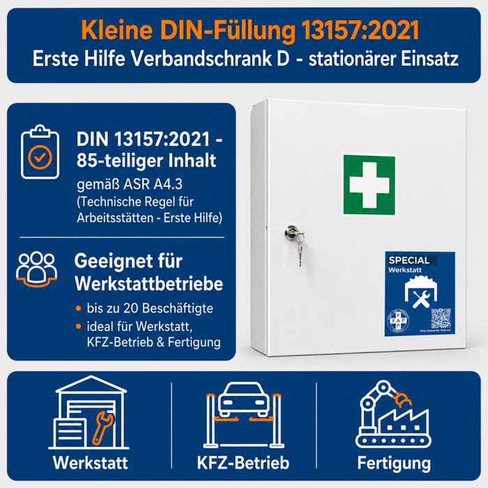 Erste-Hilfe-Schrank Werkstatt DIN 13157 - eintürig