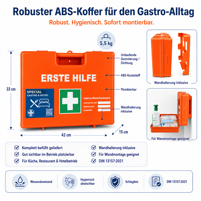 Erste-Hilfe-Koffer Gastronomie & Hotel DIN 13157 - orange